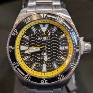 New AXWELL Basin Bracelet watch 200m/660ft Water Resist 12/24 HR, with date.
